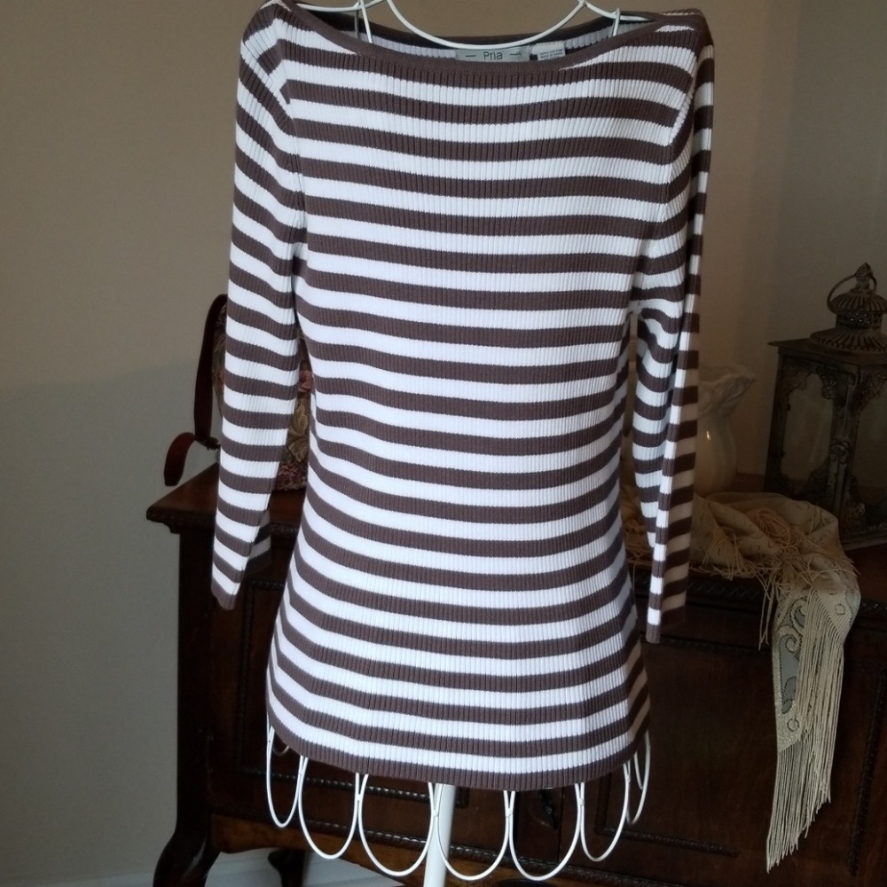 Chocolate and White Stripe Sweater